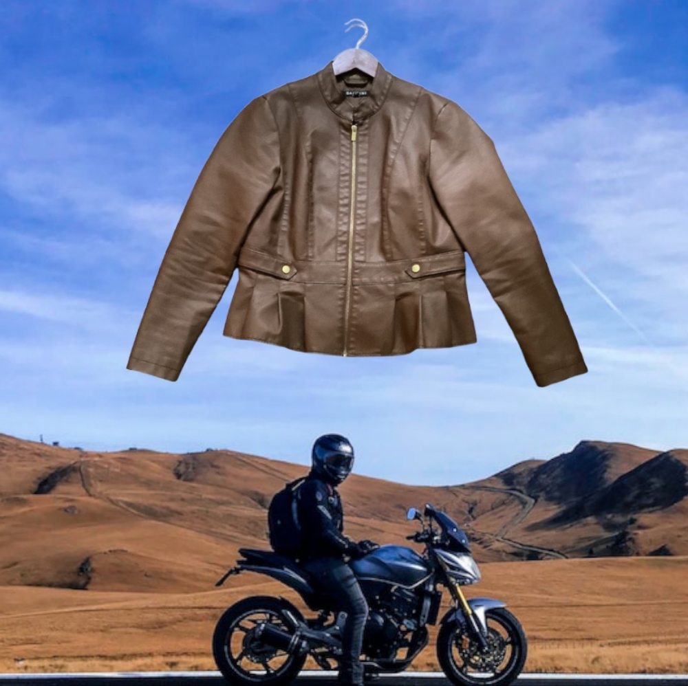 Baccini Women’s Vegan Leather Moto Jacket sz PL